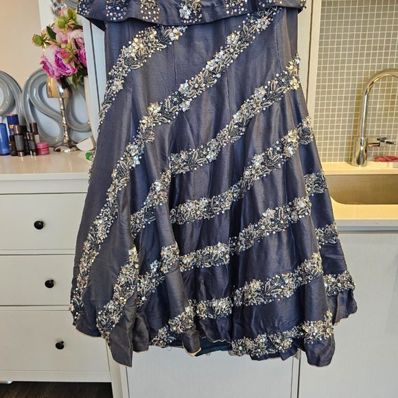 Indian Lengha gun metal grey blue size 10 - Picture 5 of 7